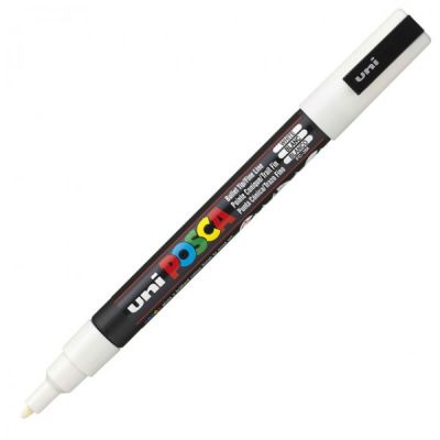 Uni PC-3M Posca Renkli Poster Markörü (0.9-1.3 mm) Beyaz - 1