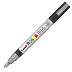 Uni PC-3M Posca Renkli Poster Markörü (0.9-1.3 mm) Gümüş - Uni-Ball