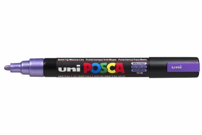 Uni PC-5M Posca Renkli Poster Markörü (1.8-2.5 mm) Metalik Mor - 1