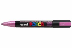 Uni PC-5M Posca Renkli Poster Markörü (1.8-2.5 mm) Metalik Pembe - Uni-Ball