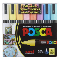 Uni Posca PC-5M Boyama Markörü 1.8-2.5 mm 8'li Set Soft Renkler - Uni-Ball