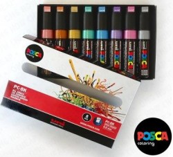 Uni Posca PC-8K Renkli Poster Markörü (0.8 mm) Metalik Renkler 8'li Set - Uni-Ball