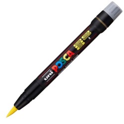 Uni Posca PCF-350 Fırça Uçlu Markör (1-10 mm) Sarı - Uni-Ball