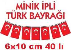 Vatan 6x10cm.Minik İpli Bayrak 40’lı - Vatan